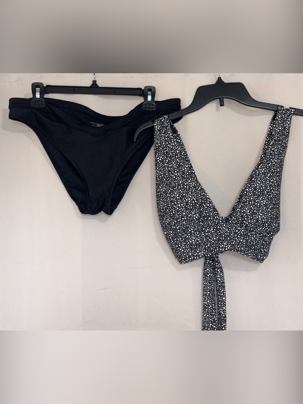 Black Bikini Bottom with Shade & Shore Black & White Halter Speckled Top